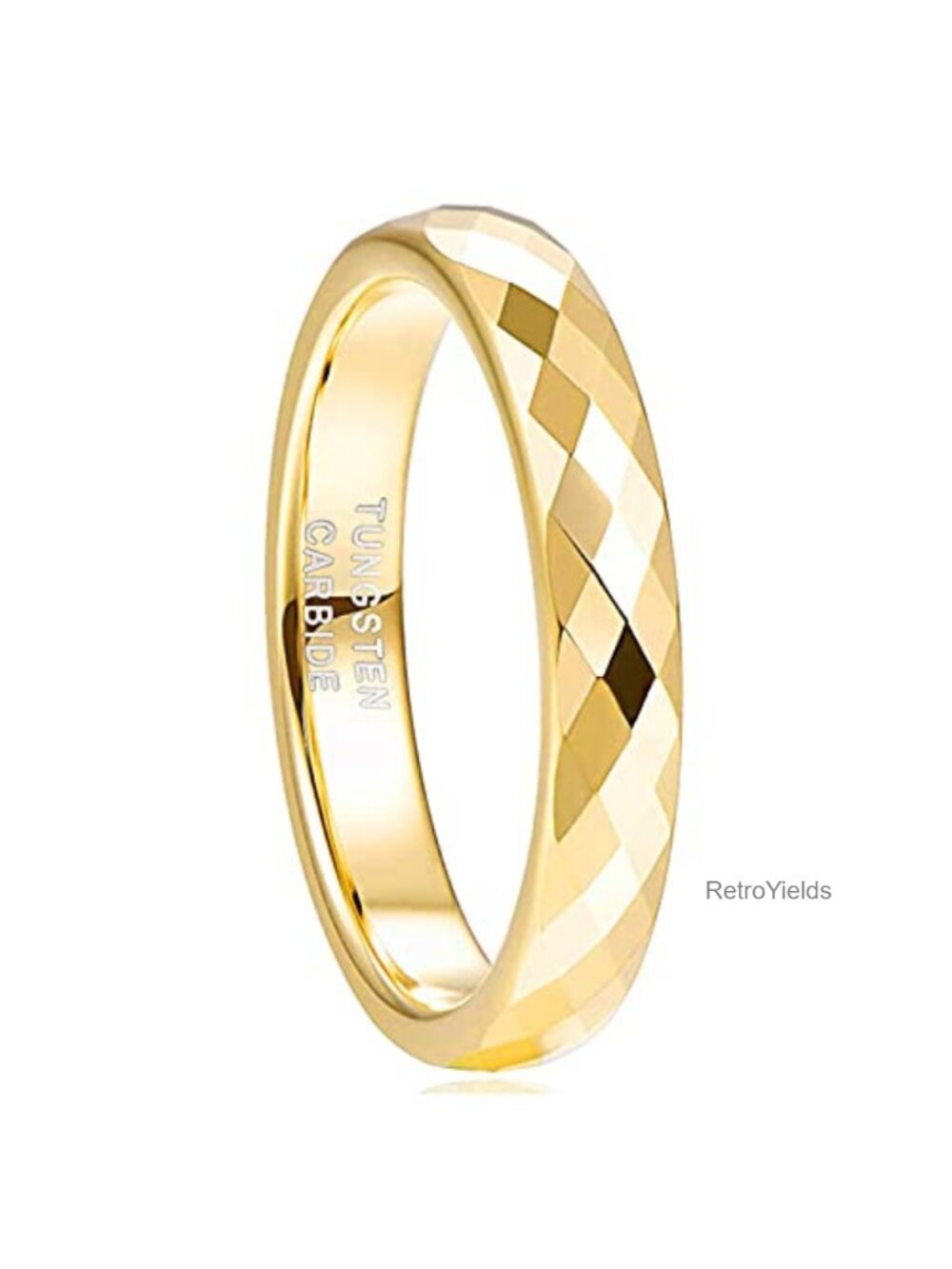 4MM Tungsten Carbide Ring Faceted Edge Wedding Band Comfort Fit
